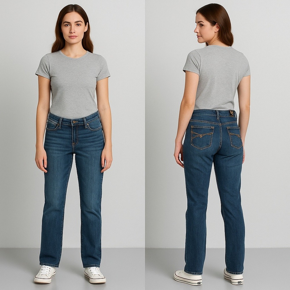 Aura Riders‎ by Lee Womens Jeans 8 Average Mid Rise Straight Leg Embellished